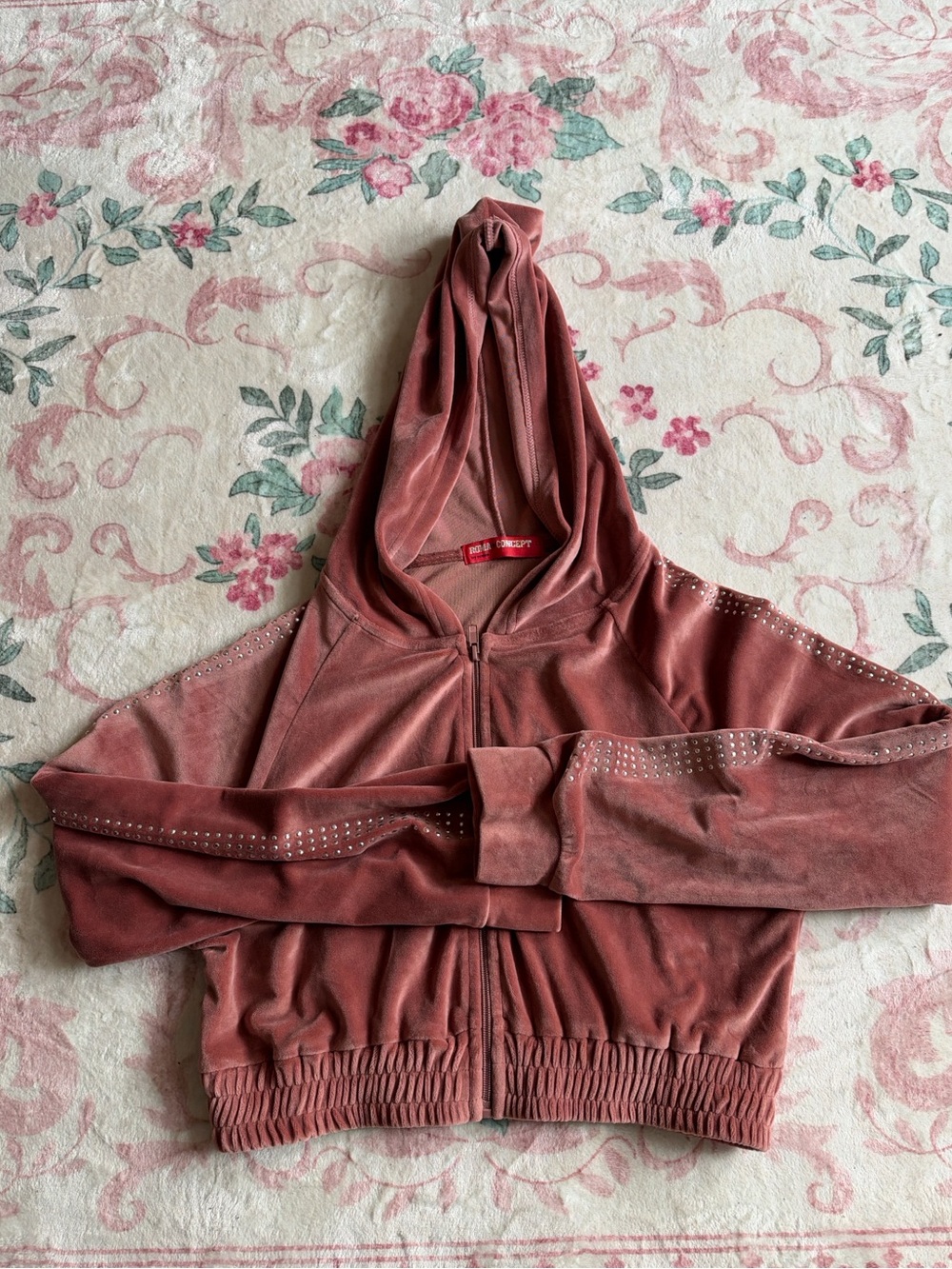 Roma Concept by rosee Velour Studded Hoodie